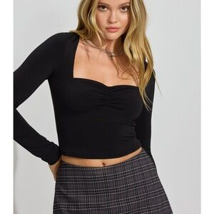 Black Cropped Long Sleeve Top